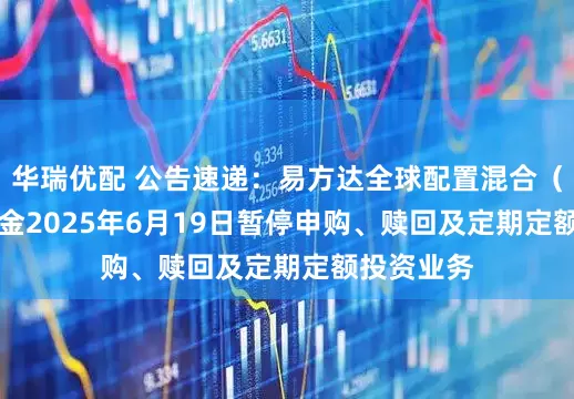 华瑞优配 公告速递：易方达全球配置混合（QDII）基金2025年6月19日暂停申购、赎回及定期定额投资业务